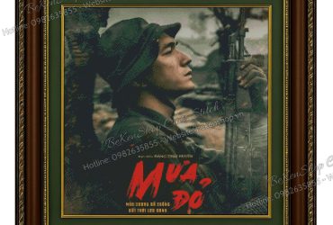 Tranh Thêu Chữ Thập “Mưa Đỏ” – Thiết Kế Độc Quyền BeKenShop | Tôn Vinh Lịch Sử Việt Nam