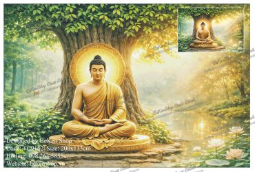 Tranh Đức Phật dưới gốc bồ đề – Tranh thêu Phật bình an, dễ thêu, chuẩn màu