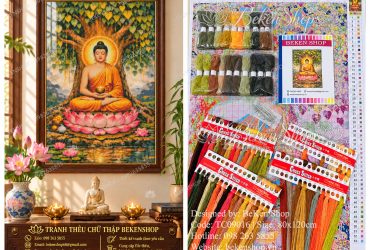 Tranh thêu chữ thập Thích Ca Mâu Ni – vẻ đẹp của sự an nhiên